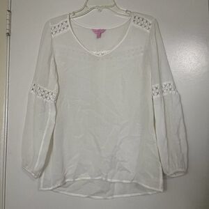 Lilly Pulitzer White Boho knit pullover blouse size XS